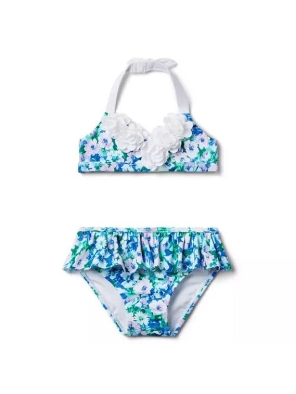 Janie and Jack Periwinkle Floral Recycled Rosette Swimsuit Two Piece Bikini 2T
